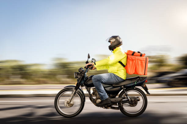 delivery biker working.